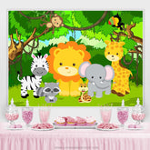 Karikatur Niedlich Wenig Wald Tiere Glücklich Geburtstag Hintergrund